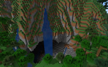 Minecraft Waterfall at Cavern Entrance